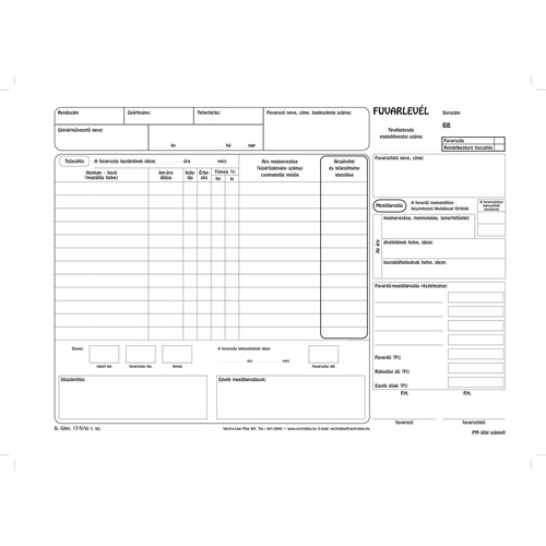 Nyomtatvány fuvarlevél VECTRA-LINE 50x3 vegykezelt
